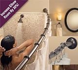 Oil Rubbed Bronze Curved Shower Rod - NO SAWING REQUIRED