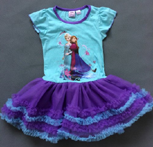 Frozen Princess Elsa and Anna Dress Girl's short sleeve Purple Tutu Dress Skirt Costume