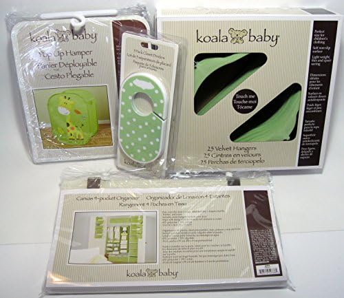 New koala Baby Nursery Storage Bundle! Velvet Hangers, Canvas over-the-door organizer, Dividers, Pop-up Hamper!