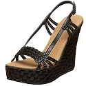 Miss Me Women's Heart-14 Open Toe Slingback Wedge