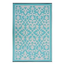 Fab Habitat Venice Indoor/Outdoor Rug, Cream and Turquoise