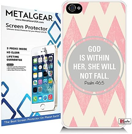 iPhone 6 (4.7") Cell Phone Covers &amp; Screen Protectors 2pc COMBO - Direct Print Bible Verse, Christian Quote - UV Print Technology - Not A Sticker - Full Coverage Back Hard Case &amp; Front Screen Protector (PSALM 46:5 Pink Chevron)