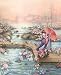 Oriental Lady Fish Pond Art Print POSTER GARDEN Asian - 20" x 16"