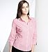 Petite 34 Sleeve Open Neck Collar Stripe Shirt