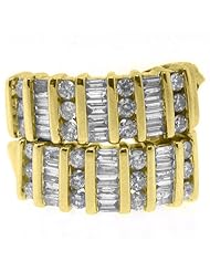 1 Carat Round & Baguette Diamond Hoop Earrings