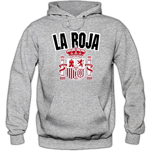 Spanien EM 2016 #4 Kapuzenpullover | Fußball | Herren | Trikot | España | La Furia Roja | Nationalmannschaft, Farbe:Graumeliert (Greymelange F421);Größe:S