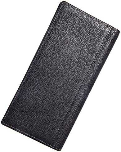 QISHI YUHUA MQ Womens Plaid embossed Black Top Genuine Leather Wallets
