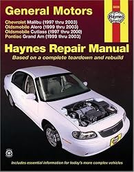 General Motors: Chevrolet Malibu (1997 thru 2003) Oldsmobile Alero (1999 thru 2003) Oldsmobile Cutlass (1997-2000) Pontiac Grand Am (1999 thru 2003) (Haynes Repair Manual)