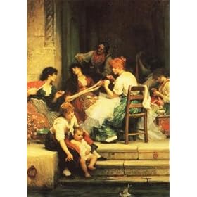 Venetian Life by Sir Samuel Luke Fildes. CANVAS WITH BRUSHSTROKES with 3/4 inch bars. 23.00 inches width by 30.00 inches height. Highest Quality Art Poster Print