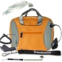 Kindle DX Kroo TAG 2-TONE Nylon Carrying Case (Blue) + USB Data Cable + Black Car Charger + Black E-Reader Light + Determination Strap (Combo)
