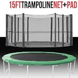 15' FT Feet Trampoline Enclosure Net Vinyl Safety Pad Safe Netting Jumper Combo