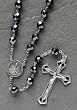 Cipolletti Men's Black Hematite 8mm Glass Beaded Rosary 22"