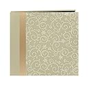 Pioneer 12-Inch by 12-Inch Scroll Embroidery Fabric Postbound Album with Ribbon, Ivory