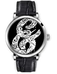 SPRAWL Aanalog Fashion Series Silver Ladies Watches of Genuine Black Leather Strap,Unique Wrist Watch for Women Girls Designed with E