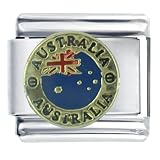 Australia Flag Medallion Sports Animals Italian Charms Bracelet Link