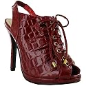 J98 Ladies Red Designer Lace Up Shoe Boots Sizes 3-8 UK