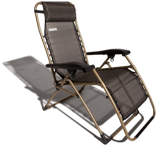 Strathwood Anti-Gravity Adjustable Recliner, Dark Brown with Champagne Frame