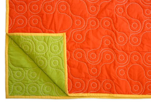 notNeutral Links Small Quilt Reversible, Persimmon/Green/Yellow/White, 30-Inch by 40-Inch