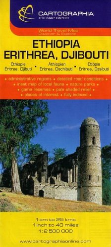 Ethiopia, Eritrea and Djibouti Map by Cartographia (World Travel Map) (French, English and German Edition)