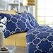 Amazon Brand – Pinzon 300-Thread-Count Lattice Duvet Cover Set - Full/Queen, Bijou Blue