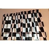 WINDOW CURTAIN VALANCE MADE FROM NASCAR CHECKERED FLAG FABRIC