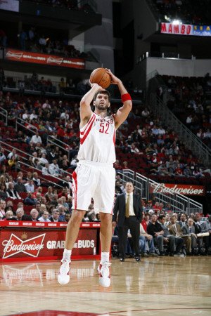 Chicago Bulls v Houston Rockets: Brad Miller Photographic Poster Print by Bill Baptist, 12x18
