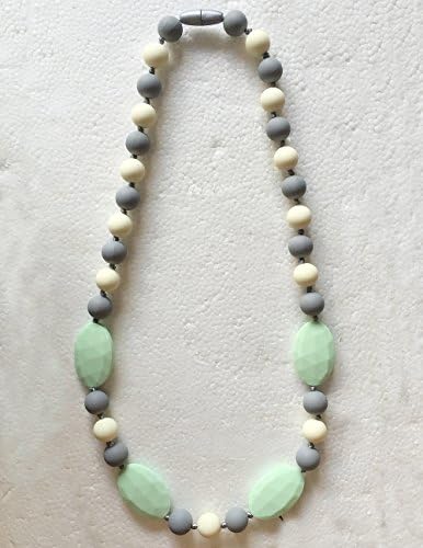 Bead Necklace,Silicone Beads,Teething Necklace, Baby Teether Nursing Breastfeeding Sensory Baby Rainbow Chew Beads Flat Trendy Shower Mom BPA Free Chew Beads