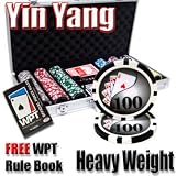 300 Ct Yin Yang 13.5 Gram Clay Poker Chip Set w/ Aluminum Case & Free WPT Book