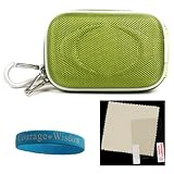Green Nylon Slim Version Kroo Eva Carrying case with Wristband and screen guard for Nikon Coolpix L19, L20, S220, S230, S620, S630, S710, S610c, S610, S560, S60, S600, S550, S520, S210, S52c, S52, S700, S510, S200, S51c, S51, S50c, S500, L18, L15, L12, L11, L10