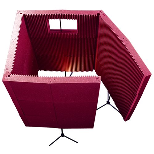 Auralex MAX1141VBBUR MAX-Wall 1141 Vocal Booth in Burgundy; 11- 20x48x4.75 Panels; 1- 20x48x4.75 Window Section in Clear Plexiglass Only; 4- MAX Stands