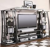 4pc Entertainment Center with Media Tower in Black Finish