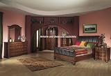4 pcs California King Sleigh Bed Bedroom Set with Leather Design in Dark Walnut Finish Review