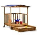 Holz Sandkasten mit �berdachter Spielveranda