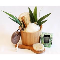 Bambus Geburtstagsgeschenke Set Bamboo mit Peelingkissen und Massageb�rste sowie Nagelb�rste und Bambus Duftkerze und vielem mehr
