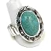 Silvertone Imitation Turquoise Stretch Fashion Ring