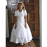 Angels Garment White Ribbon Embroidery Bead Communion Dress Girls 7-18