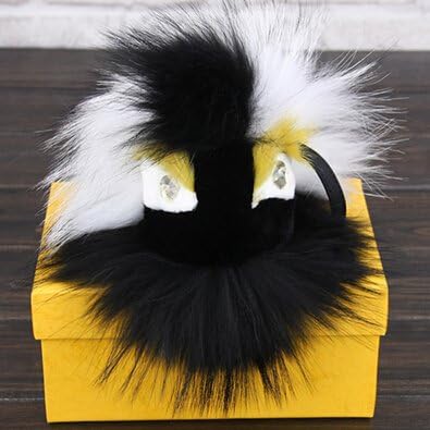Talentote Cutebugs Series Natural Original Fur Monster Bag/cellphone Accessories Keychain W Plush Genuine Rabbit Fur Raccoon Fur Mink Fur Silk Wool Fox Fur Cbc-xy-722 (black white)