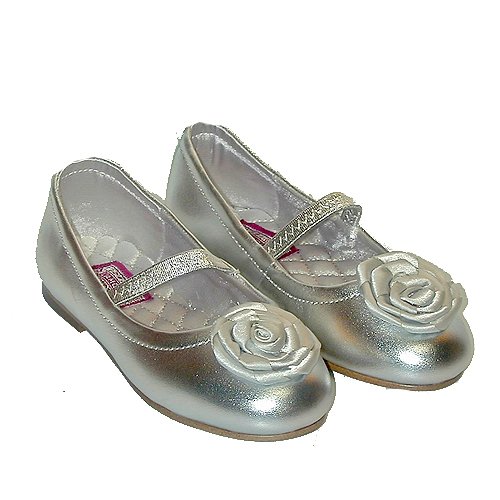 Toddler Little Girls Footwear Cute Silver Flower Slip-on Shoes 5-4