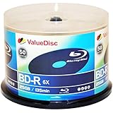 Value Disc BD-R 6X 25GB Blu-Ray 50 Pack Blank Discs in Spindle. Made in Taiwan
