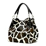 XL Black Giraffe Designer Inspired Animal Print Handbag Purse Bag Tote