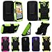 For Kyocera Hydro Edge C5215 CellularvillaTM Black/Green 3PC 3-in-1 Hard and Soft Kickstand Case with Holster Belt Clip. (Black/Green)
