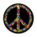 Round Ornament (2-Sided) of Peace Symbol with Flowers in 60s Colors