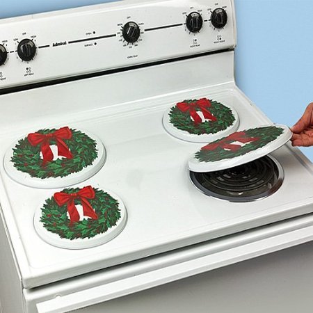 Range kleen Burner Kovers Round "Christmas Wreath" Hallmark