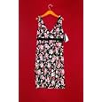 Connected Black and Pink Floral V Neck Empire Waist Sweetheart and Special Occasion Cocktail Dress - Juniors / Misses / Womens Size 8 Petite - for Homecoming, Prom, Semi Formal