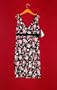 Connected Black and Pink Floral V Neck Empire Waist Sweetheart and Special Occasion Cocktail Dress - Juniors / Misses / Womens Size 8 Petite - for Homecoming, Prom, Semi Formal