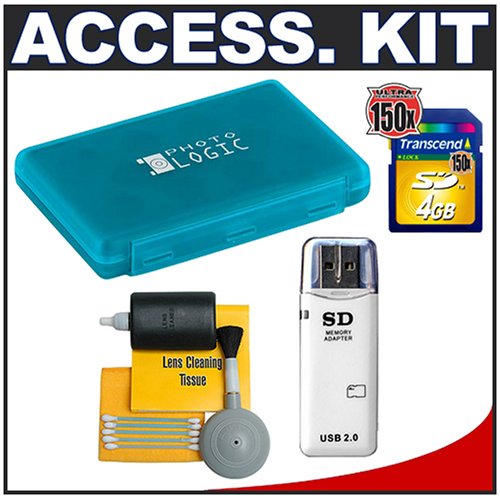 Childrens Toyshop  Electronics : Transcend 4GB 150x SecureDigital (SD) Memory Card with USB 2.0 Card Reader + Universal Memory Card Case + 5-Piece Cleaning Kit