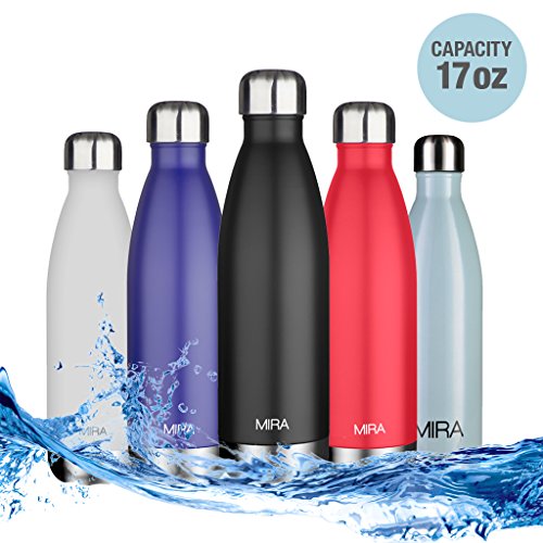 17 Oz (500 ml) Vacuum Insulated Water Bottle | Double Walled Stainless Steel Cola Shape Travel Water Bottle - BPA Free, Keeps Your Drink Hot & Cold