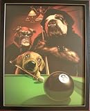 DOGS PLAYING POOL 2 Bulldog Doxin Art Print Picture