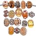 RUBYCA Murano Lampwork Charm Glass Beads Tibetan Crystal European Bracelet Mix Assortment Orange 15Pcs