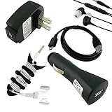 Premium USB Wall + Car Charger Adapter + USB Cable + Earphone Headset w/mic ....